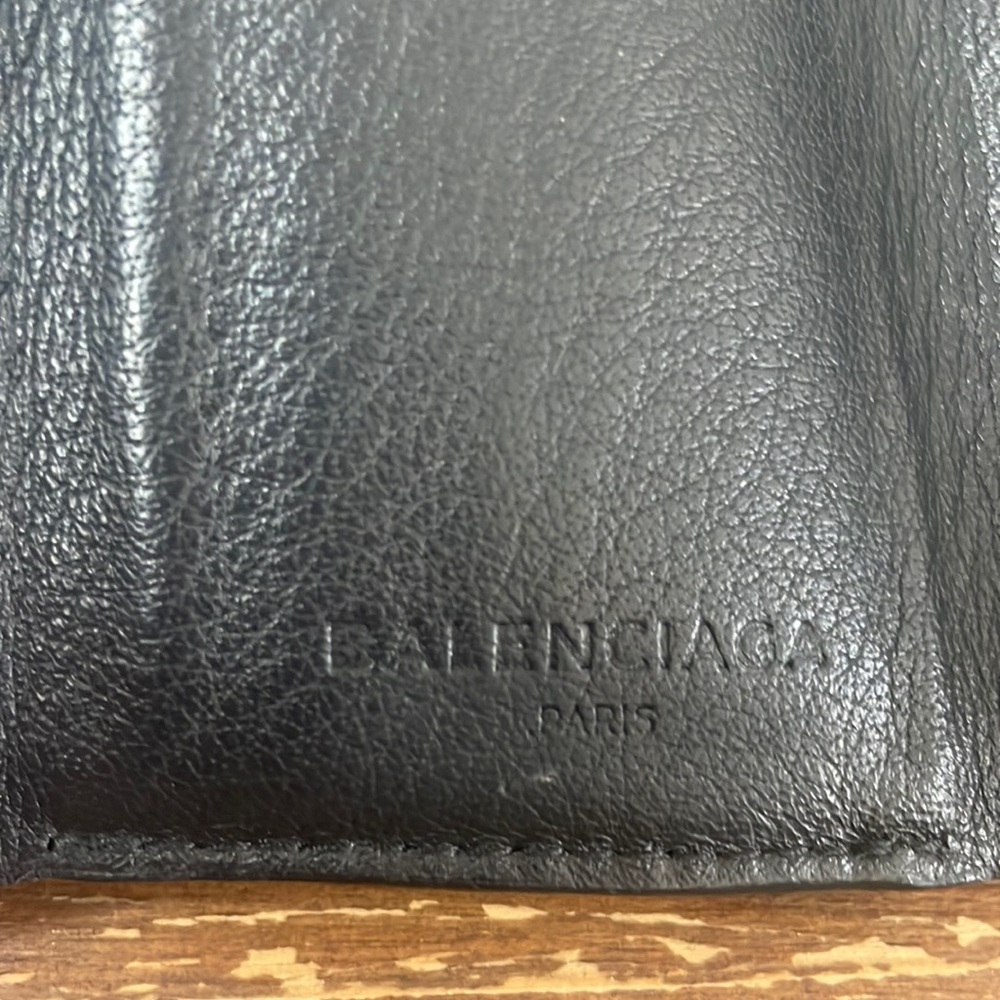 Balenciaga Paris Black Leather Tri-Fold Mini Wallet - Picture 7 of 9